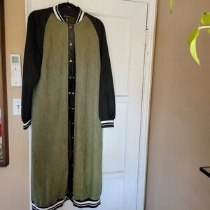PMP Long Faux Leather & Suede Coat - Size M
